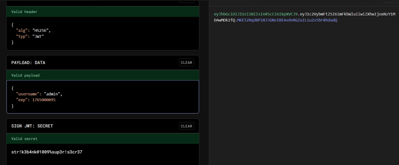 decoed jwt token from login